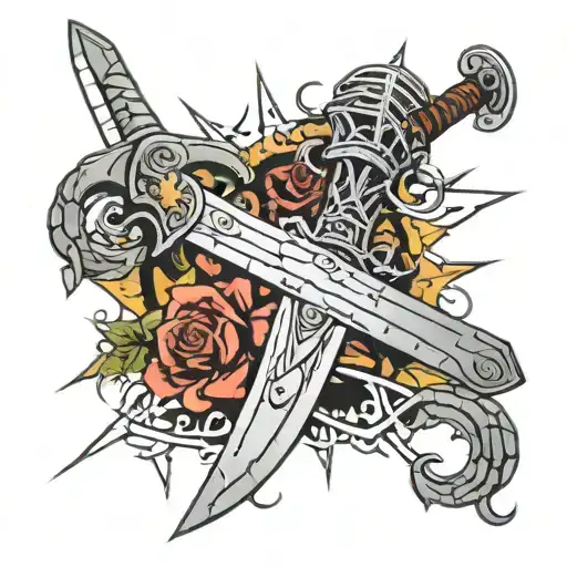 Sword With Cobwebs On The Handle Sword Shrouded In Barbed Wire