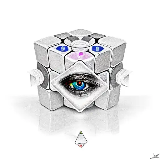 Eye Of Horus In The Middle Of A Rubiks Cube With Money Around