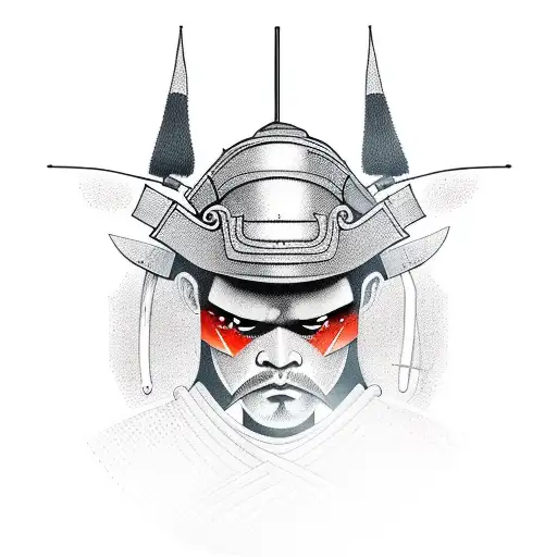 Design A New-school Tattoo Featuring A Fierce Samurai Warrior Playing An Electric Guitar