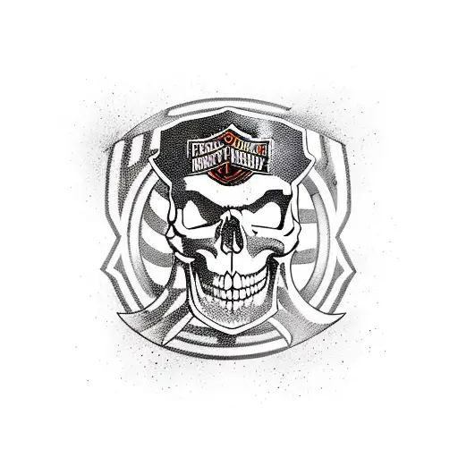 Harley Davidson Bar And Shield With Skull