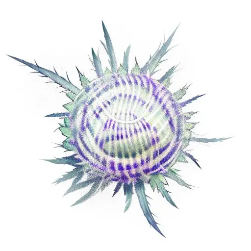 Horizontal Scottish Thistle With Ribbon Wrapped Around Stem For 2 Names