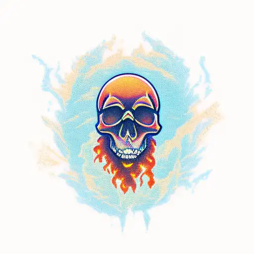 Skull Hiking Mountains Flames