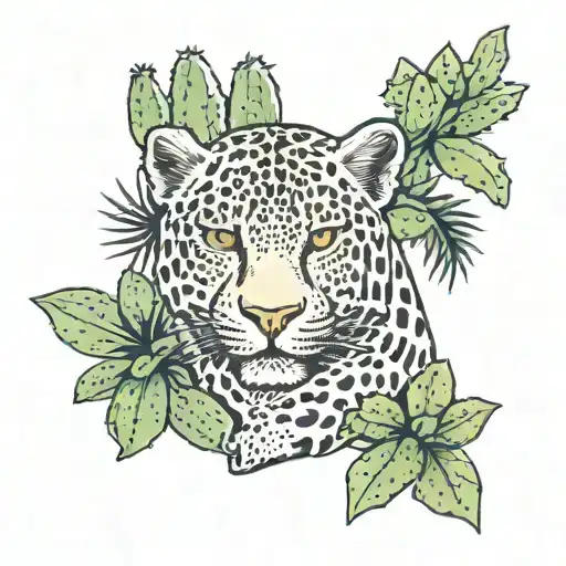 Tropical Leopard Print Merged With Cactus