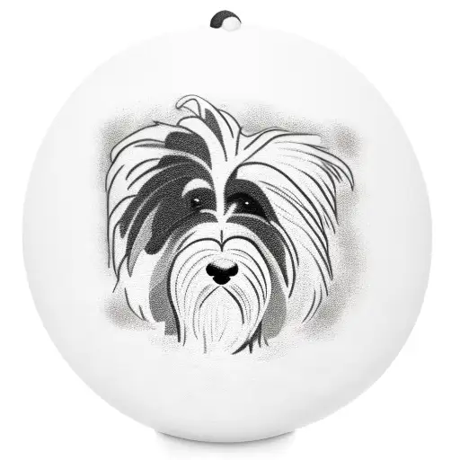 Bearded Collie That Has A Potato As A Background