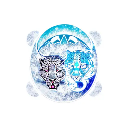 A Process Assistant Symbol With A Panther And Snow Leopard In A Yin-yang Design