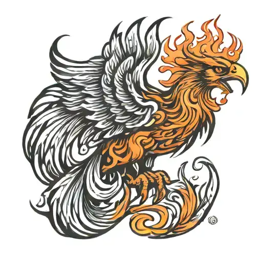 Male Phoenix On Fire