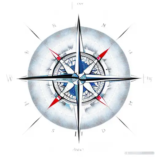 Compass With Ocean Waves