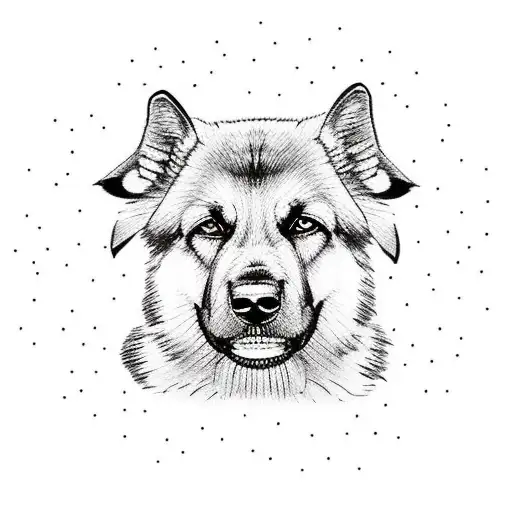 German Shephard Cartoon Style Cute Pose