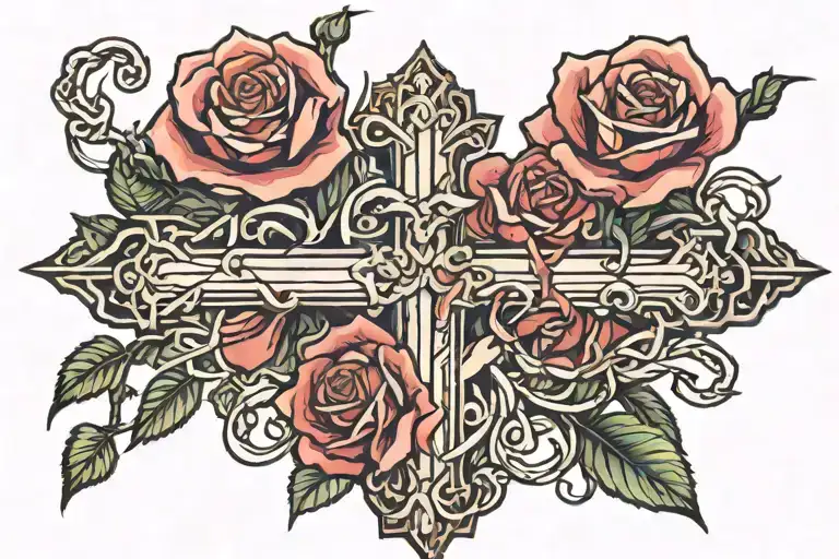 Rose On Cross Intertwined