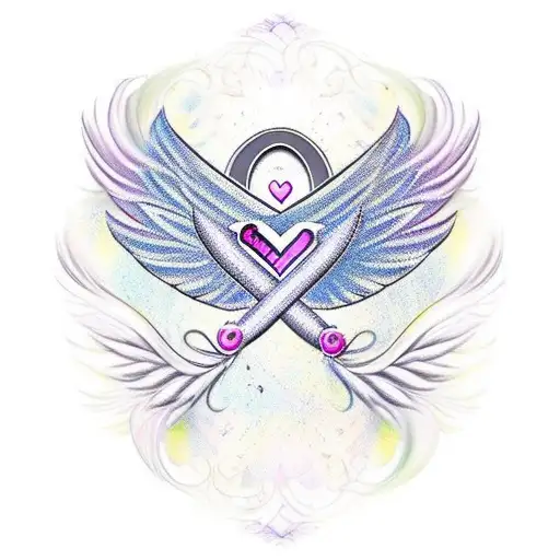 A Beautiful Angel Wing With The Initials Of Loved Ones Incorporated In The Feathers
