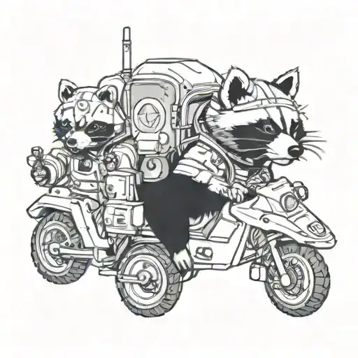 A Raccoon A Panda In An Astronaut Suit Driving A Volkswagen
