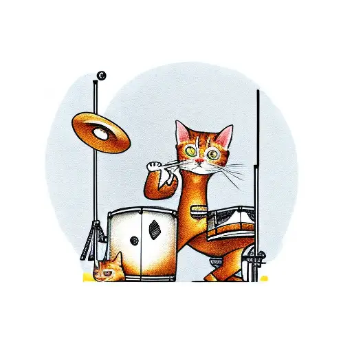 Ginger Cat Playing Drums