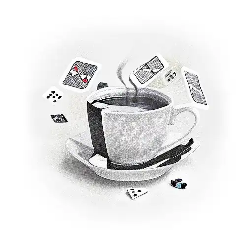 A Cup Of Tea That Is Smiling Throws Dice At The Backgammon Table