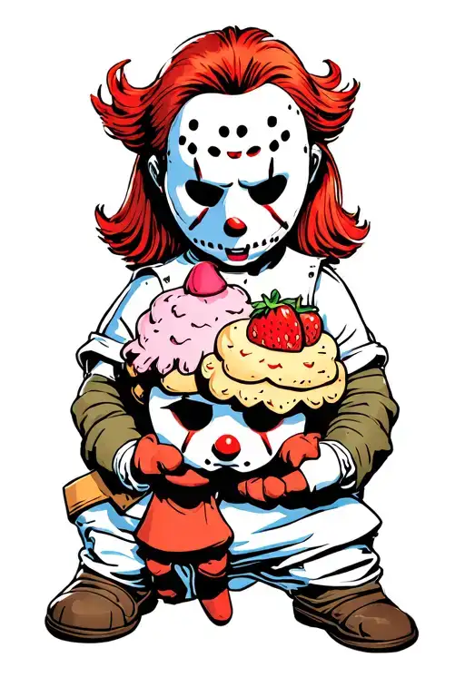 Rainbow Brite As Jason Voorhees With Strawberry Shortcake As Pennywise