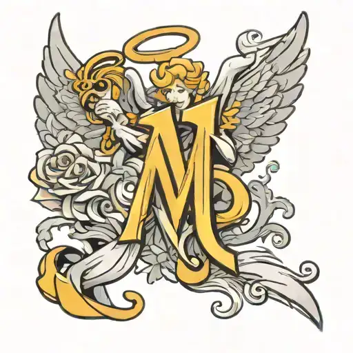 Angel With M Letter Gaming Style