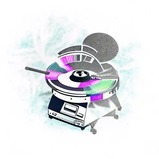 An Anime-inspired Tattoo Of A Panda Dj Spinning Vinyl Records