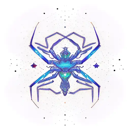 A Constellation Of A Dragon Intertwined With A Spider In A Cosmic Background