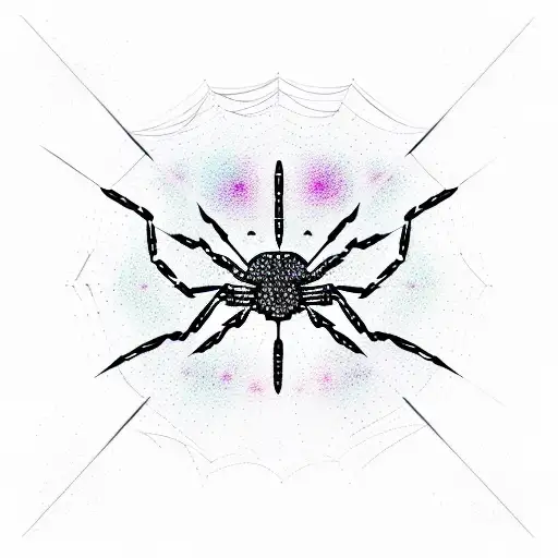 A Cosmic Scene With Constellations Forming The Shape Of A Spider In A New-school Style