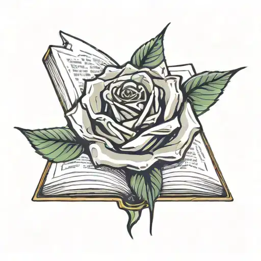 Book With A Crystal Rose Growing Out Of It