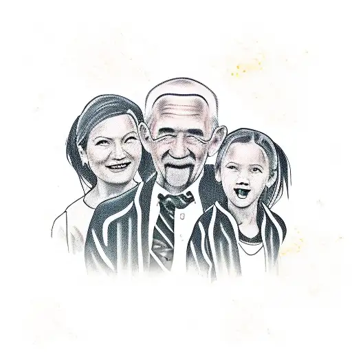 Family Resembling Small Tattoo Of 3 People Father Mother Brother