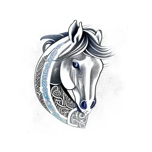 A Magical Horse With Intricate Patterns And Symbols Representing Different Types Of Magic