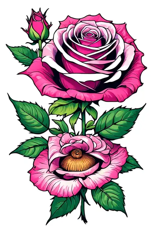 Rose March April Birth Flower Intertwined