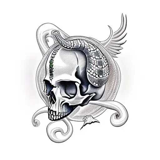 Skull Angel Snake Chicano Style