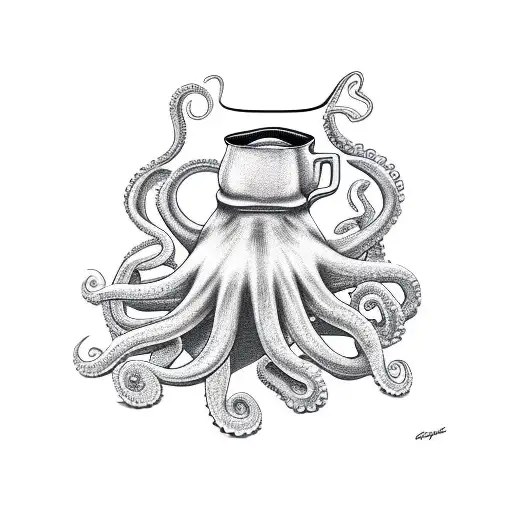 Octopus Drinking Coffee