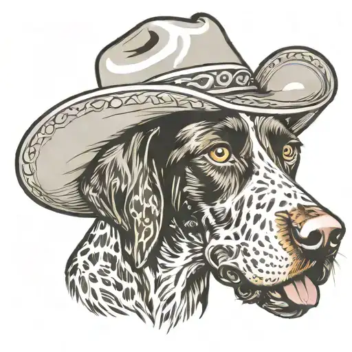 German Short Hair Pointer Wearing A Cowboy Hat