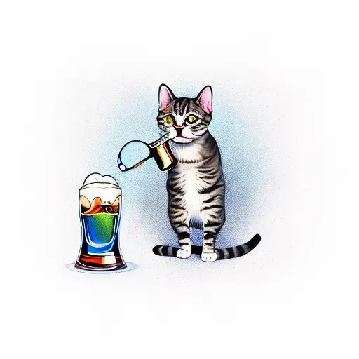 Cat Drinking Beer