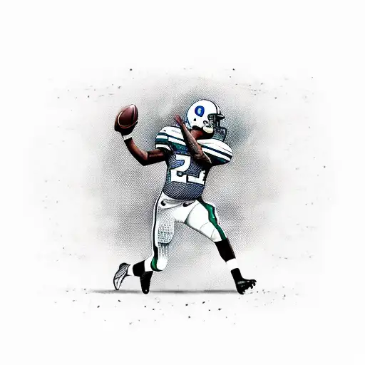 A Fierce Football Player Wearing A Jersey With The Number 69