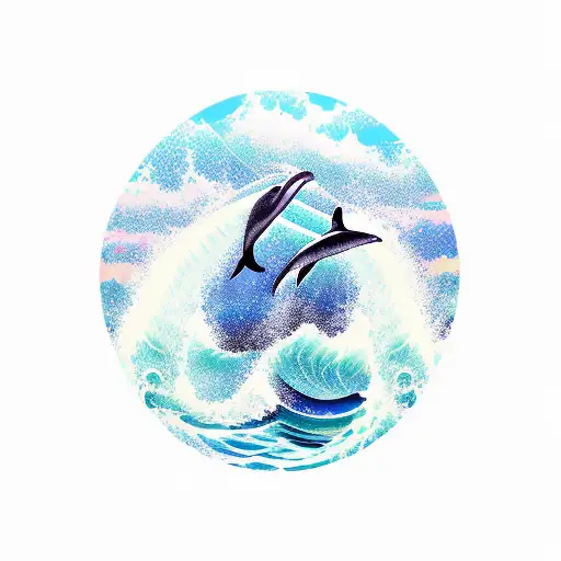 Ocean Wave With Dolphin Tails