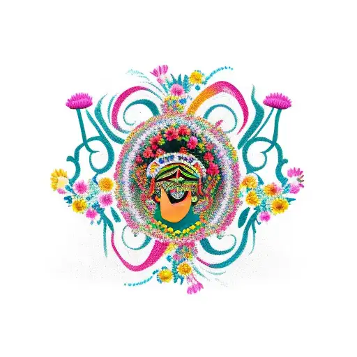 A Vibrant Bouquet Of Flowers Intertwined With The Silhouette Of A Mexican Folklorico Dancer