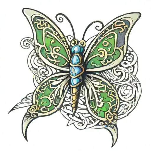 A Norse-inspired Butterfly With Celtic Dragonfly