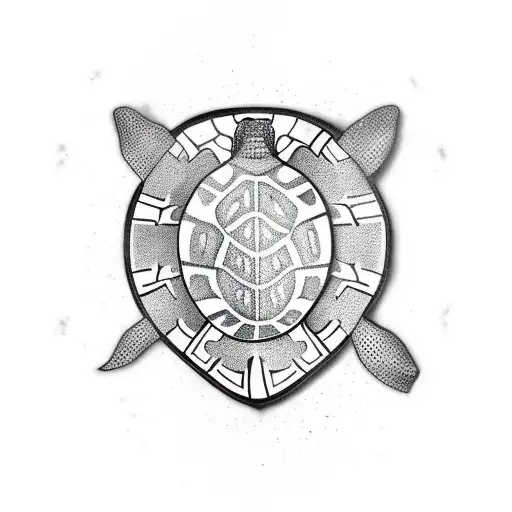 Polynesian Turtle Design Over Right Sholde To Back