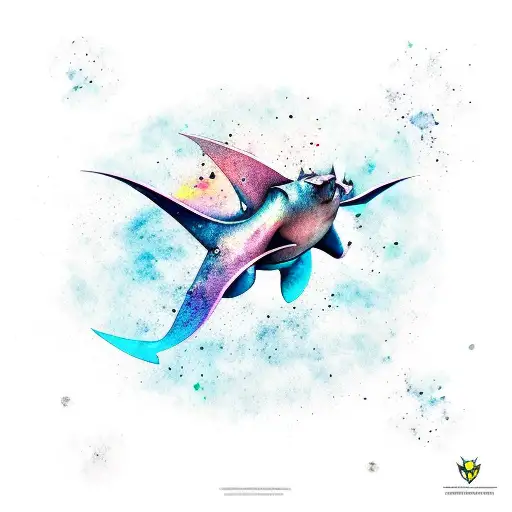 Flying Manta Watercolor Dominant Dobleexposure