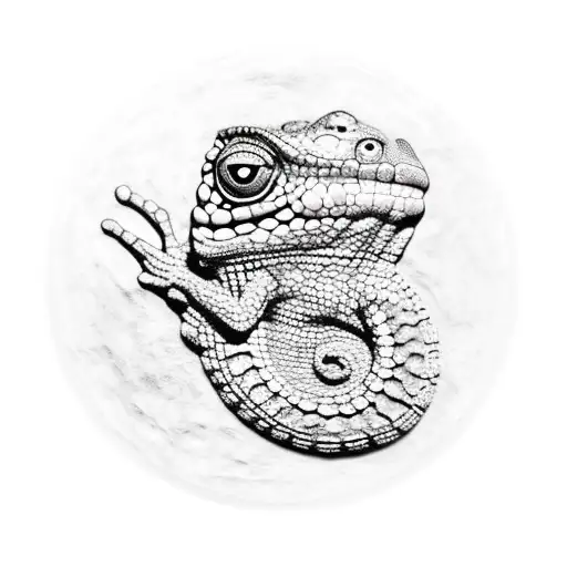 Petrified Chameleon On Aztec Stone