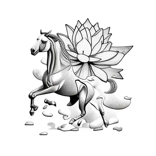 Lotus With Riding Horse