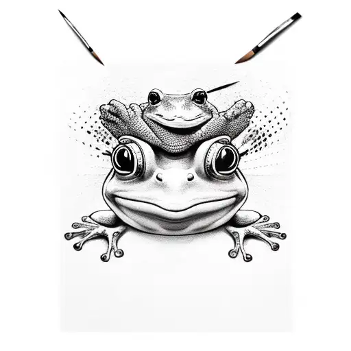 Frog Wearing A Beanie And Holding A Paintbrush
