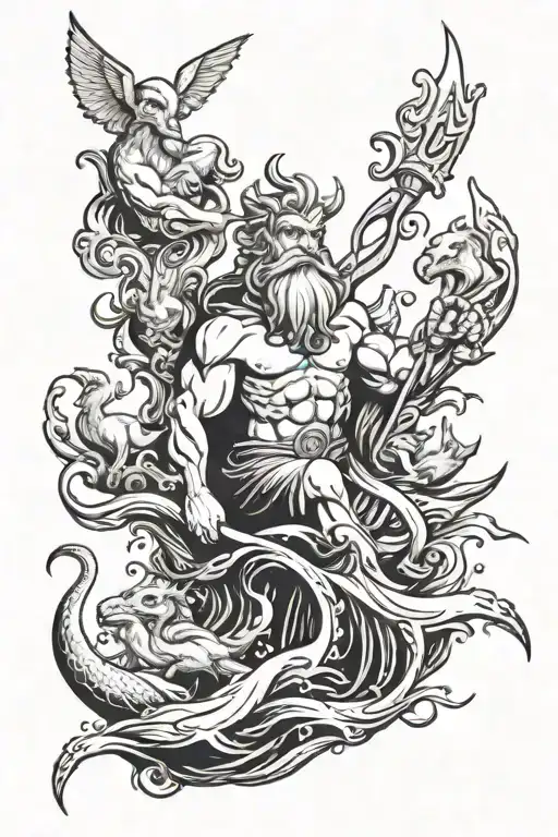 Poseidon And Pets Friends Into The Sea