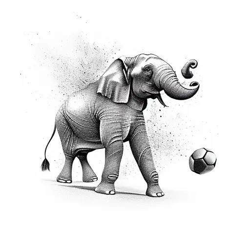 A Muscular Elephant Playing Football