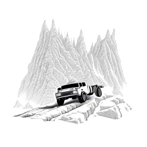 Off-road Truck Climbing A Mountain