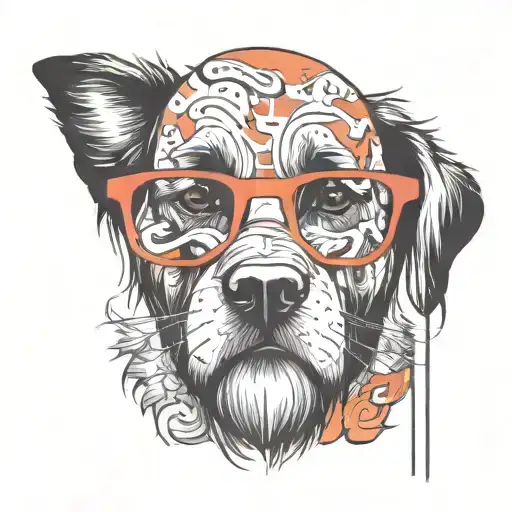 Dog Wearing Sunglasses With A Beard