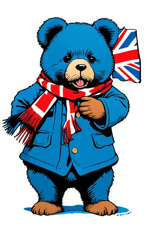Paddington Bear W Union Jack Scarf