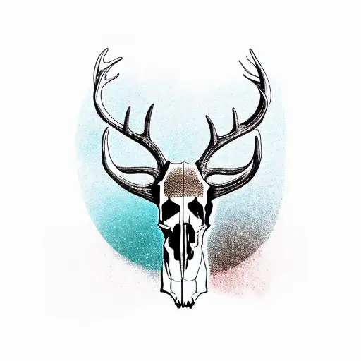 Deer Skull With Pine Tree