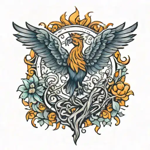 Phoenix Bird Inside A Tree Of Life