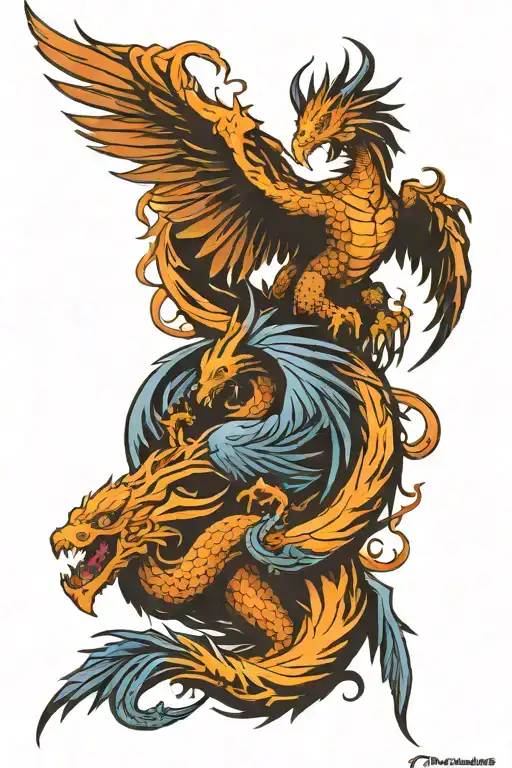 Phoenix And Dragon Seperate Images
