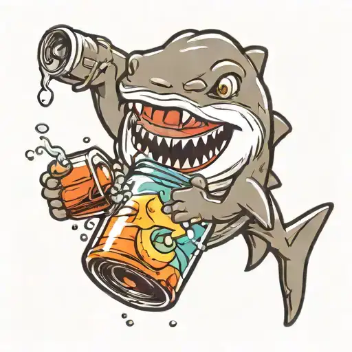 Cute Little Shark Drinking From A Bottle