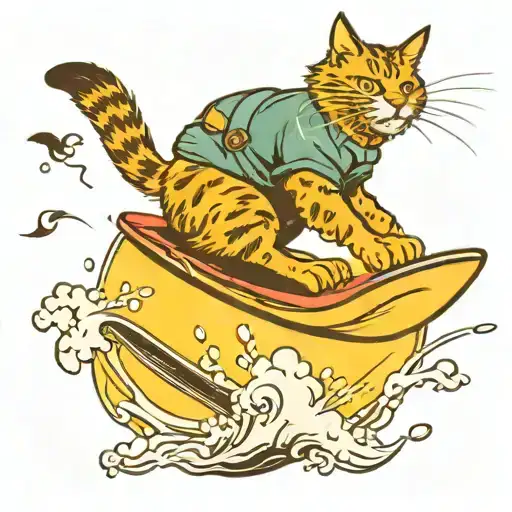 A Wakeboarder Catching Air With A Cat Riding On The Board With Them