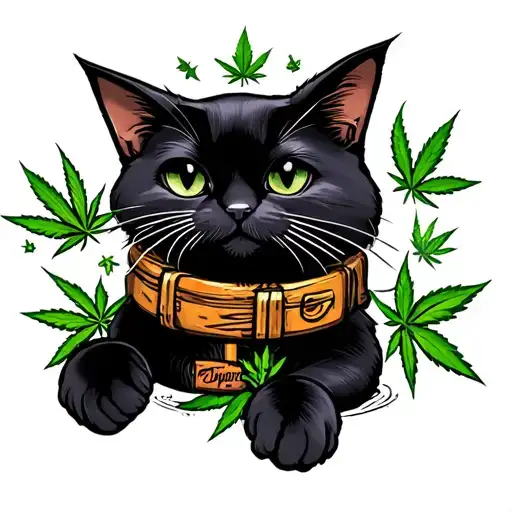 Cannabis Black Cat Playing